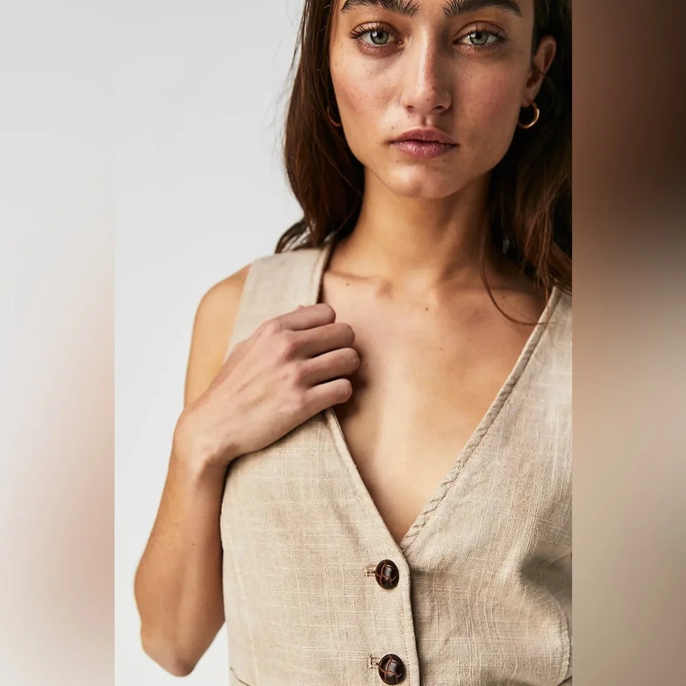 ⭐️Free people Charley Linen Vest - Picture 5 of 7